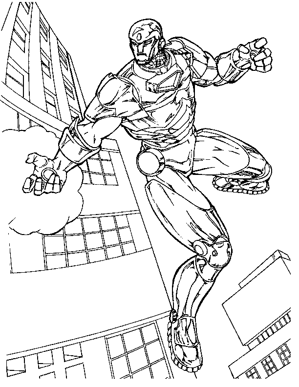 coloriage iron man dans le ciel
